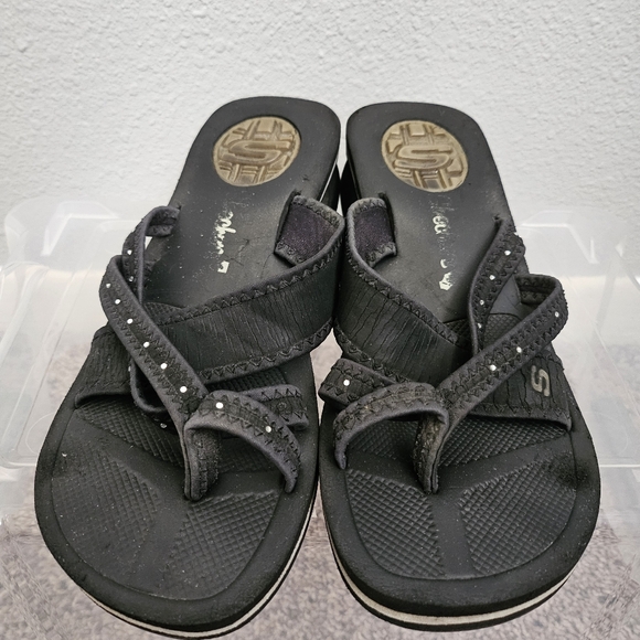 Skechers Platform Wedge Sandals Black Women’s 8 - Picture 5 of 5